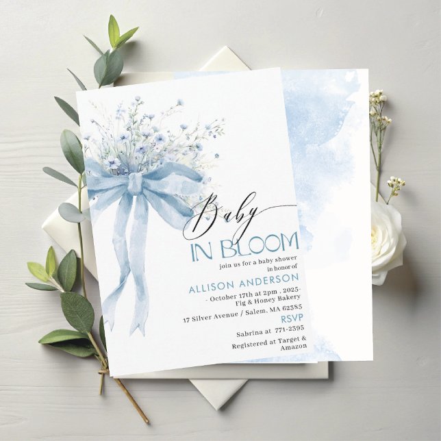Watercolor Wildblomma Baby i Bloom Baby duscha I Inbjudningar (Skapare uppladdad)