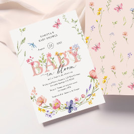 Watercolor Wildblomma Baby i Bloom Baby Shower Inbjudningar