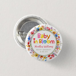 Watercolor Wildblomma Baby i Bloom Baby Shower Knapp