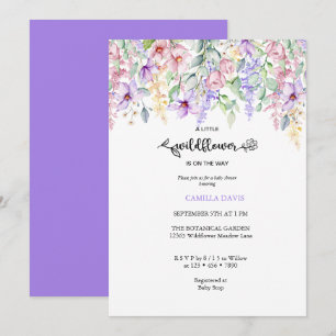 Watercolor Wildblomma   Botaniskt babyprogram Inv. Inbjudningar