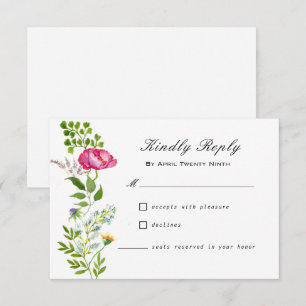 Watercolor Wildblomma Bröllop OSA Card Kort