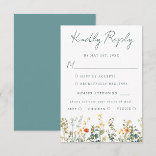 Watercolor Wildblomma Bröllop OSA Card Kort