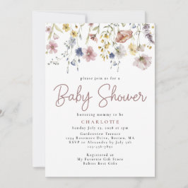 Watercolor Wildblomma Garden Baby Shower Inbjudningar