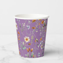 Watercolor wildblomma lila Papprare Kopp