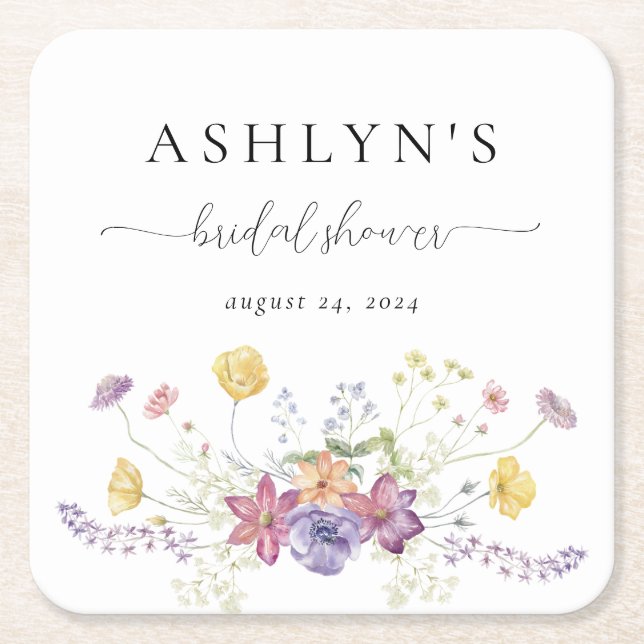 Watercolor Wildblomma Möhippa Papper Underlägg (Framsidan)