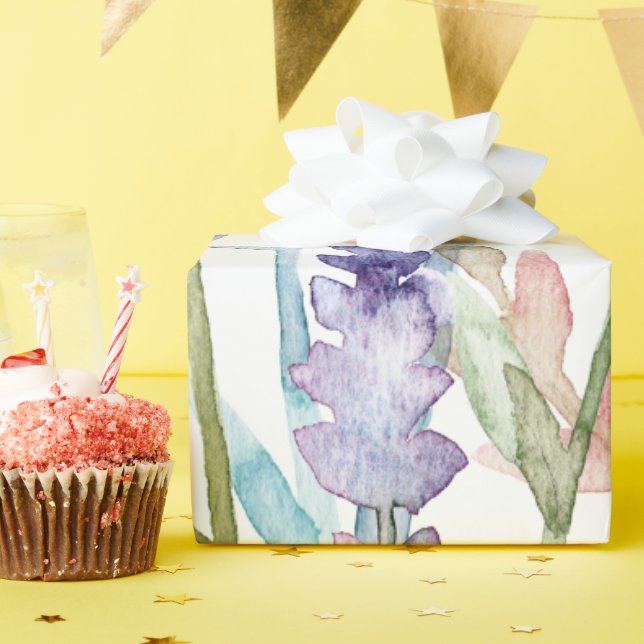 Watercolor Wildblomma Mönster Presentpapper (Födelsedagsfest)