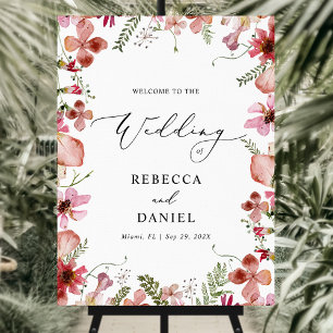 Watercolor Wildblomma Rustic Bröllop Poster