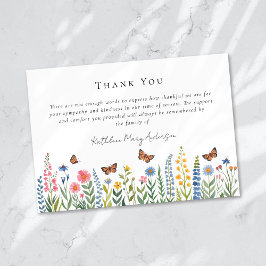 Watercolor Wildblomma Sympathy Funeral Tack Kort