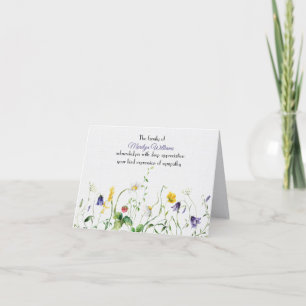 Watercolor Wildblomma Sympathy Tack Kort