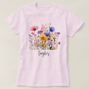 Watercolor Wildblomma T Shirt