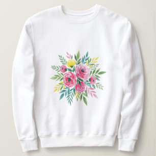 Watercolor Wildblomma T-Shirt - lös passning för k