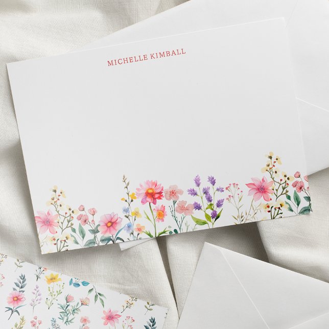 Watercolor Wildblomma Vår, sommar Anteckningskort (Skapare uppladdad)