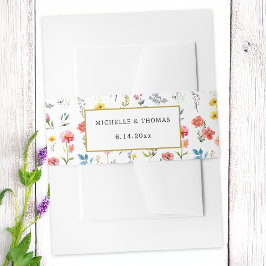 Watercolor Wildblomma Vår Sommar Bröllop Band För Inbjudningskort