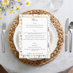 Watercolor Wildblomma Vår Sommar Bröllop Meny<br><div class="desc">Färglöst,  sömlöst mönster med romantisk boho chic vattencolor pastellblommor i blek blå,  rosa och gult. Denna charmerande samling är perfekten som kompletterar bröllop som är temat för Vår,  sommar eller trädgård.</div>