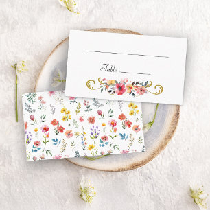 Watercolor Wildblomma Vår Sommar Bröllop Placeringskort