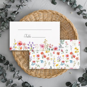 Watercolor Wildblomma Vår Sommar Bröllop Placeringskort