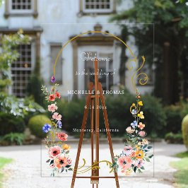 Watercolor Wildblomma Vår Sommarbåge Bröllop