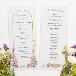 Watercolor Wildblomma Vår Sommarbåge Bröllop Program