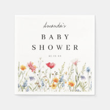 Watercolor WildblommBaby Shower Napkins