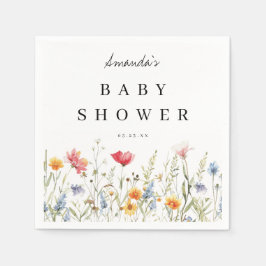 Watercolor WildblommBaby Shower Napkins Pappersservett