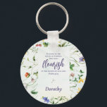 Watercolor WildblommBible Verse Personlig Nyckelring<br><div class="desc">Denna vackra Watercolor Wildblombible Verse Personlig Keychain har en ram av sommar- och vår-blommor som omger en vers från Heligans skript, Psalm 92:13 stater att de som planterats i Yahwehs hus kommer att blomstra. Nyckelringen att ha en underbar blommigt ram av pastellblommor som påminner om Påsk och Springtime. Gör en...</div>
