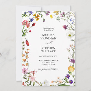 Watercolor WildblommBoho Bröllop Inbjudningar