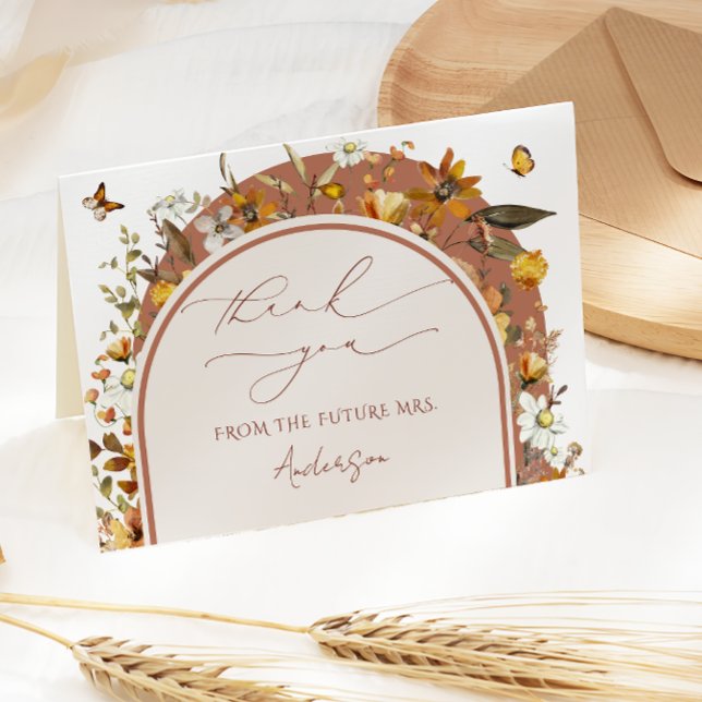 Watercolor WildblommBoho Möhippa Tack Kort (Skapare uppladdad)