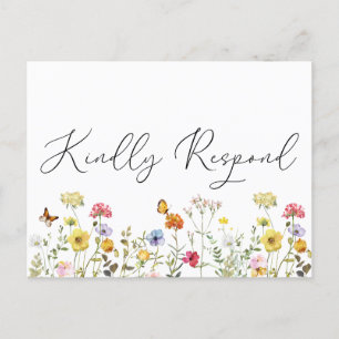 Watercolor WildblommBröllop Entree Choice OSA Vykort