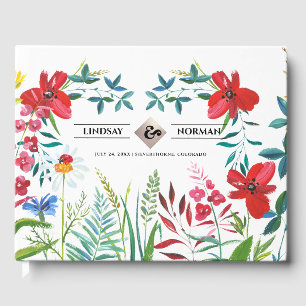 Watercolor WildblommBröllop Gästböcker