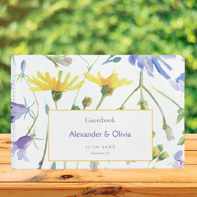 Watercolor WildblommBröllop Gästböcker (Watercolor Wildflowers Wedding Guest Book)