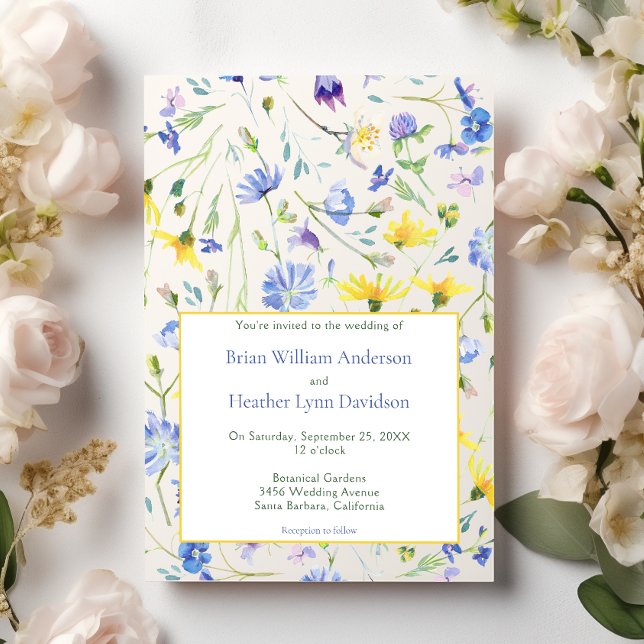 Watercolor WildblommBröllop Inbjudningar (Watercolor Wildflowers Wedding Invitation)