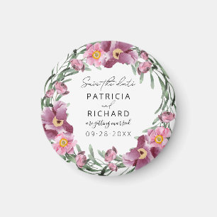 Watercolor WildblommBröllop spara datum Magnet