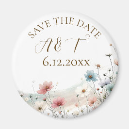 Watercolor WildblommBröllop spara datum Magnet