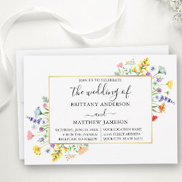 Watercolor WildblommCalligraphy Bröllop Inbjudningar
