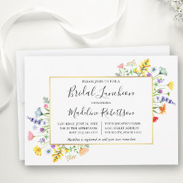 Watercolor WildblommCalligraphy Möhippa Luncheon Inbjudningar