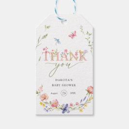 Watercolor Wildblomme Baby i Bloom Välkommen Presentetikett