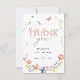 Watercolor Wildblomme Baby i Bloom Välkommen Tack Kort