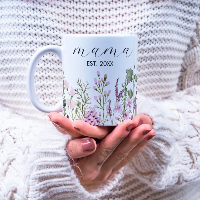 Watercolor Wildblomme Blommigt Botanical New Mamma Kaffemugg (Skapare uppladdad)