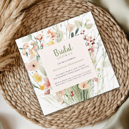 Watercolor Wildblomme Bröllop Möhippa Inbjudningar