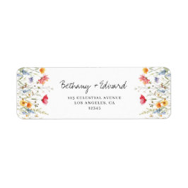 Watercolor Wildblomme Bröllop Returadress Returadress Etikett