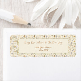 Watercolor Wildblomme Bröllop Returadress Returadress Etikett