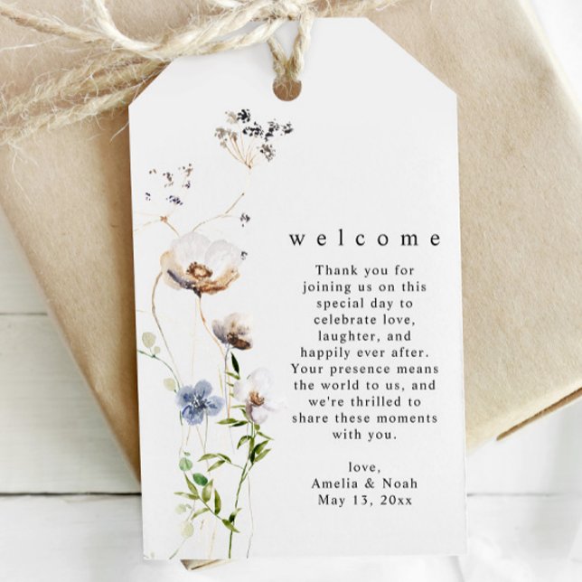 Watercolor Wildblomme Bröllop Welcome Gift Märkre Presentetikett (Skapare uppladdad)