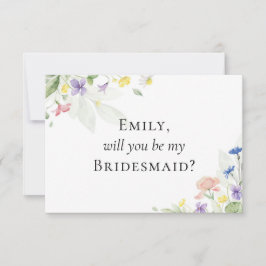 Watercolor Wildblomme Brudens sida Frieri kort