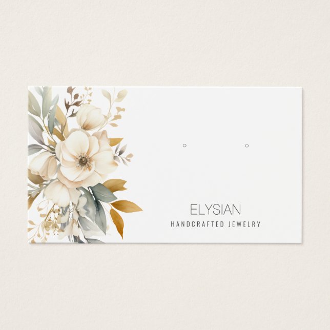 Watercolor Wildblomme Earring Jewelry Visning Card Visitkort (Framsidan)