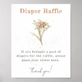 Watercolor Wildblomme Edelweiss Diaper Raffle Poster