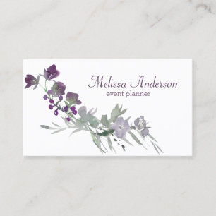 Watercolor Wildblomme Lavender Blommigt Visitkort
