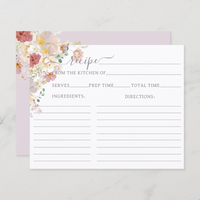 Watercolor Wildblomme Lila Vår Möhippa recept (Fram/baksida)