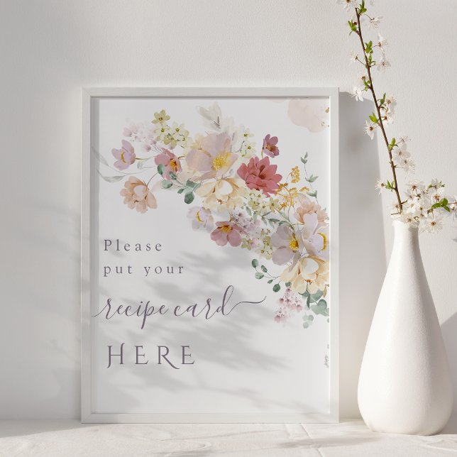 Watercolor Wildblomme Lila Vår Möhippa recept Poster (Skapare uppladdad)