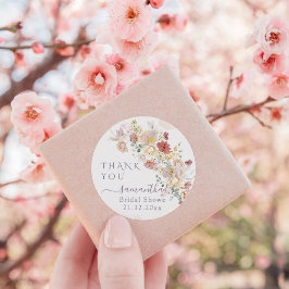 Watercolor Wildblomme Lila Vår Möhippa Runt Klistermärke