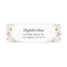 Watercolor Wildblomme Meadow Baby Shower Adress